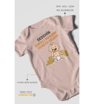 Dedemin Emekli Maaşını Yemeye Geldim Baskılı Bebek Zıbını – Çıtçıtlı Body  %100 Pamuk Kısa Kol (Pastel Pembe)