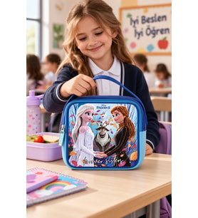 Beslenme Çantası Mor Kar Prensesi Temalı Çocuk Okul Yemek Çantası Günlük Kullanım 22x22x10 cm