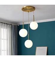 MYLİGHTS RUSTİK  SARKIT AVİZE  ÜÇLÜ AVİZE  BRONZ ASKILI SPOR  AVİZE opal camlı eskitme kaplama  salon avize (Eskitme Altın)