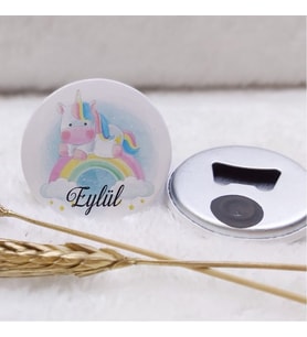 30 Adet Bebek Şekeri Buton Açacak Magnet Unicorn Uv Baskılı-
