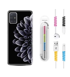 Samsung a71 A72 A73 A7 A9 2018 C7 C9 Kılıf Kablo Koruma Spiral Silikon Çiçekler 1639