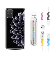 Samsung a71 A72 A73 A7 A9 2018 C7 C9 Kılıf Kablo Koruma Spiral Silikon Çiçekler 1639