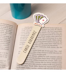 Kişiye Özel Poker Simgeli İsimli Ahşap Kitap Okuma Ayracı