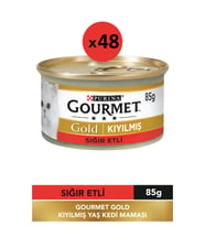 Gourmet Gold Kiyilmis Sigir Etli Kedi Konservesi 85gr-48Lİ