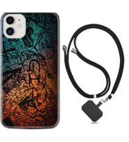 Apple iPhone 11 12 13 Mini Kılıf Boyun Askılı Silikon İşaretler Tuval 1716