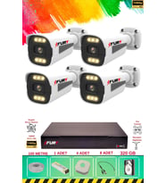 FURY 4 Kameralı 6 Warm Led Gece Renkli Görüş-Cepten İzle-Su Geçirmez Güvenlik Kamera Seti 320GB