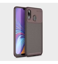 Samsung Galaxy A10S Kılıf Esnek Soft Karbon Tasarım Legion Serisi (Kahverengi)