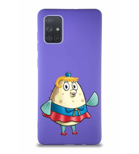 Samsung Galaxy A71 Soft Premier Kapak Bayan Puff Tasarımlı Silikon Kılıf - Mor (Şeffaf)