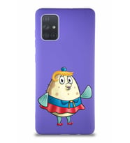 Samsung Galaxy A71 Soft Premier Kapak Bayan Puff Tasarımlı Silikon Kılıf - Mor (Şeffaf)