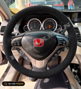 Honda Accord CU2 Dikme Direksiyon Kılıfı Alcantara Süet Monza Black Elegance-Executive 2011-2015