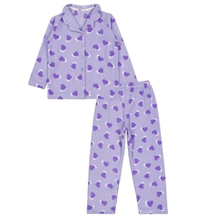Civil Girls Kalp Desenli 10-13 Yaş Pijama Takımı - Lila