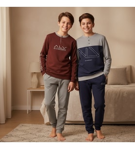 Genç Erkek Pamuklu 2 Adet 2'li Pijama Takımı AL008 V2, AL003 V1 BB2465