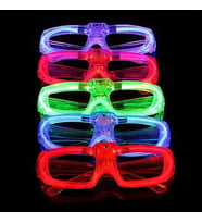 LED Işıklı Glow Pilli Parti Gözlüğü - Glow Efektli 6 Adet 5 Renk