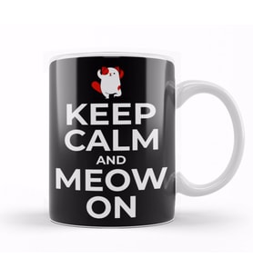 Kedi Cats Keep Calm and Meow On Kupa Bardak Porselen