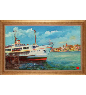 EV İŞYERİ OFİS İÇİN ALTIN ÇERÇEVELİ PASPARTULU TABLO S678