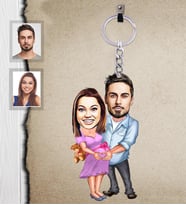 Kişiye Özel Sevgili Karikatürlü Ahşap Anahtarlık  Model 13-Eco