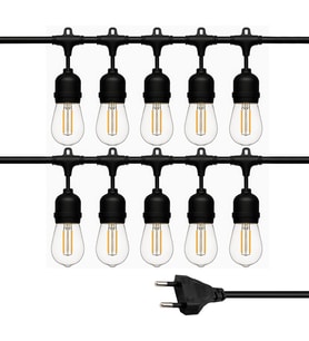 Ayt Ledx KB00002 10 lu E27 Duy Sıralı 10 Metre Lamba Kablosu 10 Adet Duy İçerir Açık Hava Düğün Eğlence Aydınlatması