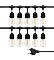 Ayt Ledx KB00002 10 lu E27 Duy Sıralı 10 Metre Lamba Kablosu 10 Adet Duy İçerir Açık Hava Düğün Eğlence Aydınlatması