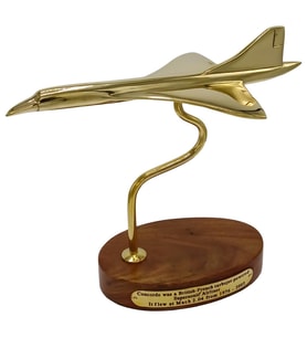 Concorde Pirinç Uçak Gold Ev Ofis Dekoratif Hediyelik 20x23cm