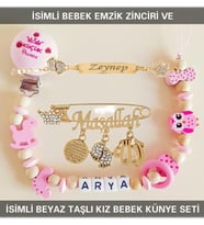 Sahi Aksesuar İsimli Bebek Emzik Zinciri ve İsimli Bebek Künye Seti TYBEZYI324