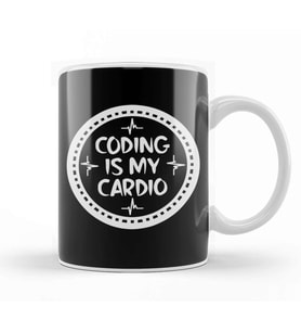 Coding Is My Cardio Fitness Gym Workout Mens  s 01 Kupa Bardak Porselen