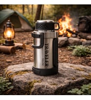 1600 Ml Çift Katmanlı Vakumlu Çelik Termos Taşıma Saplı Sızdırmaz Outdoor Büyük Boy (Beyaz Gümüş)