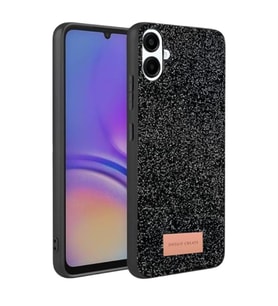 Coverzone Samsung Galaxy A07 4G ile Uyumlu Parlak Simli Telefon Bright K?l?f? Boncuk ??lemeli ??k Tasar?m Darbe Emici Kenarlar Tam Koruma Sa?layan Kaymaz Kapak Galaxy A07 4G i�in K?l?f Siyah