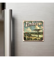 Zimbabve Zimbabwe - Posta Pulu Temalı Ülke - Baskılı Buzdolap Magneti Kare - 9x9 cm