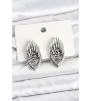 Pirinç Gümüş Renk Sarmal Damla Model Vintage Kadın Küpe TJ-BKP11639