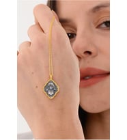 14 K Gold Kaplama 925 Ayar Gümüş Firuze Hamsa Kolye