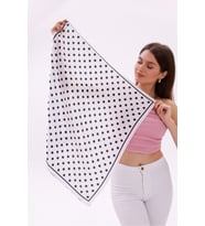 Beyaz Puantiye Model Fular Bandana Şal Estascarf 70x70 Cm