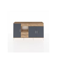 Arges Konsol 4 Raflı 4 Çekmeceli 3 Kapaklı 176x30x99 Çam-Antrasit/Çam
