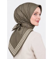Lesscarves LS2210 Desenli Pamuk İpek Eşarp 90x90 cm