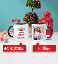 İngilizce Öğretmenine Hediye İngilizce Öğretmeni Kupa Bardak Siyah Fotoğraflı