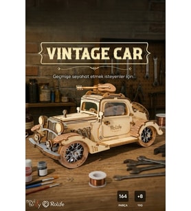 Vintage Car 3D Puzzle Ahşap Minyatür Maket Kiti DIY Kendin Yap