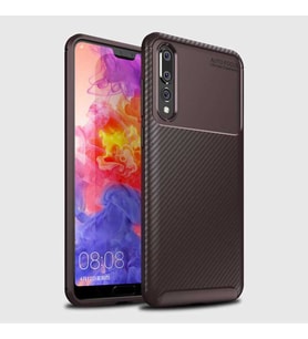 Huawei P20 Pro Kılıf Esnek Soft Karbon Tasarım Legion Serisi (Kahverengi)