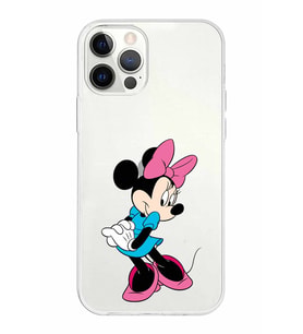 Apple iPhone 12 Pro Uyumlu Kapak Minnie Mouse Tasarımlı Şeffaf Silikon Kılıf