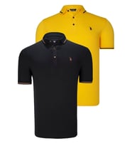 İKİLİ SET T8586 DEWBERRY ERKEK T-SHIRT-SİYAH-SARI