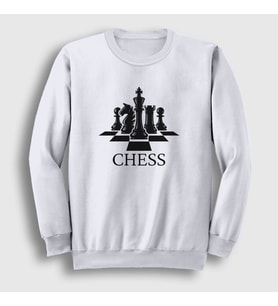 Presmono Unisex Beyaz Board Chess Satranç Sweatshirt 331101tt