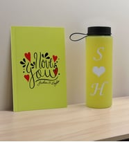BK Gift Sevgiliye Özel İsimli Sarı Defter ve Cam Matara Hediye Seti-13, Sevgiliye Hediye, Sevgililer Günü, Yeni İş Hediyesi
