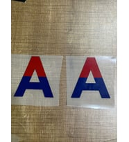 8X8 CM 2 ADET ÜTÜ İLE YAPIŞAN MAVİ KIRMIZI A HARFİ TRANSFER BASKI ARMA
