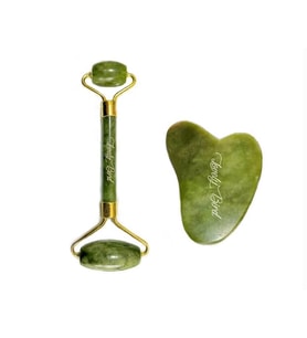 Jade Roller ve Gua Sha %100 Orijinal Yeşim Taşı Yüz Masaj Rulosu