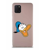 Samsung Galaxy A81 Soft Premier Kapak Donald Duck-E Tasarımlı Silikon Kılıf - Pudra (Şeffaf)