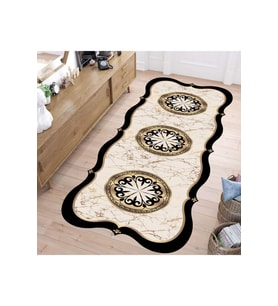 Eliana Home Baskılı, Yıkanabilir Kaymaz Taban Oval Halı LNA7027 100x150 cm (Bej)