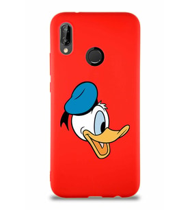Huawei P20 Lite Soft Premier Kapak Donald Duck-F Tasarımlı Silikon Kılıf - Kırmızı (Şeffaf)