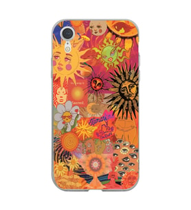 Iphone XR Uyumlu Vintage Kolaj Desenli Şeffaf Telefon Kılıfı