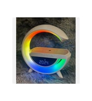 Renkli RGB Işıklı Taşınabilir Kablosuz Hoparlör ve Gece Lambası Seti (Krem)