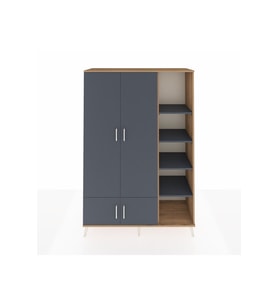 Hyperion Gardrop 6 Raflı 4 Kapaklı Tek Askılı 132x44x195 Çam-Antrasit