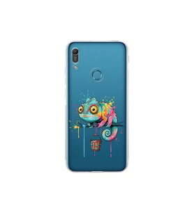 Huawei Y6 Pro 2019 ile Uyumlu Splash Bukalemun Tasarımlı Şeffaf Silikon Kılıf