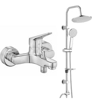 ECA Spylos Banyo Bataryası+T-MAY Banyo Lidya Oval Tepe Duş Takımı Seti Paslanmaz (Krom)